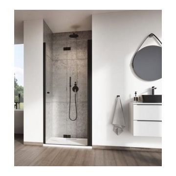 Usa nisa pliabila Radaway Nes Black DWB 80xH200 cm, dreapta