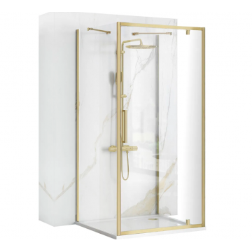 Cabina de dus de colt Rea Rapid Swing 100x80 cm Auriu Periat