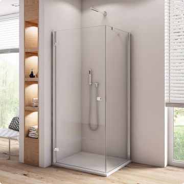 Perete lateral Ronal (SanSwiss) Annea ANT 120cm  sticla AquaPerle 6mm  bara stabilizatoare 45 grade  profil crom