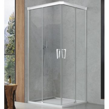 Usa de dus culisanta cu parte fixa Ronal (SanSwiss) Cadura CAE2D 90cm orientare dreapta  sticla AquaPerle 6mm