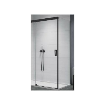 Perete dus lateral negru mat SanSwiss Cadura 80 cm