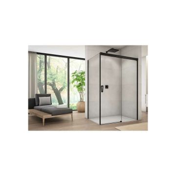 Perete dus lateral negru mat SanSwiss Cadura 90 cm