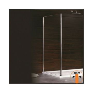 Perete lateral fix Inter Ceramic 90 cm sticla transparenta 8 mm crom lucios