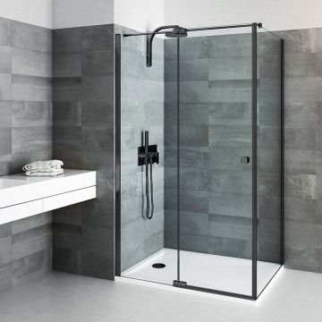 Perete lateral fix Roth Belita Elegant Neo 90 cm sticla 8 mm negru