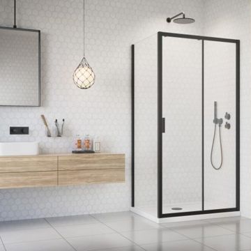 Perete lateral Radaway Alienta 90 cm negru-transparent sticla 5 mm