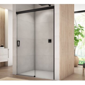 Usa de dus culisanta Ronal (SanSwiss) Cadura CAS2D 120cm  orientare dreapta  sticla AquaPerle 6mm  profil negru mat