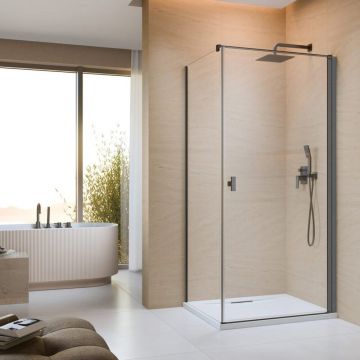 Usa de nisa batanta Radaway Nes KDJ I 100 cm sticla 6 mm finisaj GunMetal periat-transparent deschidere dreapta