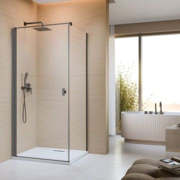 Usa de nisa batanta Radaway Nes KDJ I 100 cm sticla 6 mm finisaj GunMetal periat-transparent deschidere stanga