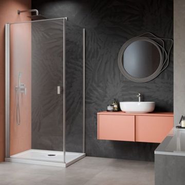 Usa de nisa batanta Radaway Nes KDJ I 100 cm sticla 6 mm finisaj nichel periat-transparent deschidere stanga