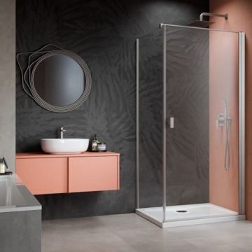 Usa de nisa batanta Radaway Nes KDJ I 80 cm sticla 6 mm finisaj nichel periat-transparent deschidere dreapta