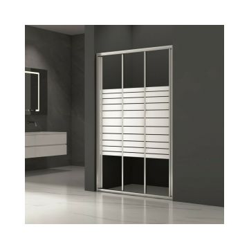 Usa de nisa culisanta Inter Ceramic 130 cm sticla 4 mm profil crom lucios - transparent cu linii albe
