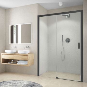 Usa de nisa culisanta Roth Cariba 160 cm sticla 6 mm negru stanga