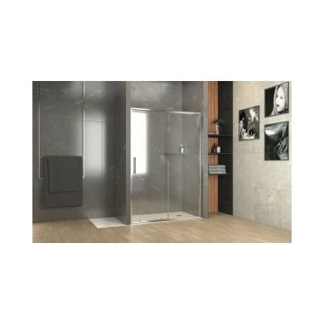 Usa de nisa glisanta Inter Ceramic sticla transparenta fumurie 5 mm profil crom lucios 140 cm