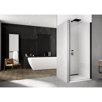Usa de nisa pivotanta negru mat Sanswiss Solino SOL1 100x200 cm