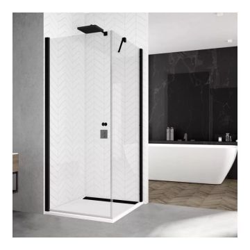 Usa de nisa pivotanta negru mat Sanswiss Solino SOL1 90x200 cm