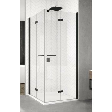 Usa de nisa pivotanta negru mat Sanswiss Solino SOL1 90x200 cm stanga
