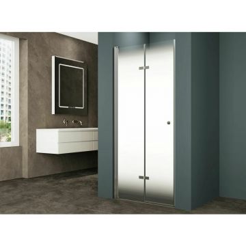Usa de nisa pliabila Inter Ceramic 100 cm sticla opaca 6 mm profil alb mat
