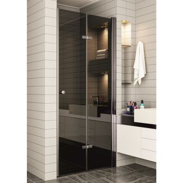 Usa de nisa pliabila Inter Ceramic 77-78 cm sticla fumurie 6 mm profil gri mat Gun Grey