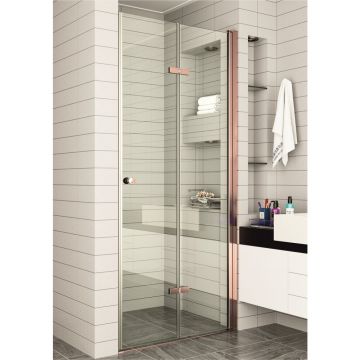 Usa de nisa pliabila Inter Ceramic 90 cm sticla transparenta 6 mm profil rose gold lucios