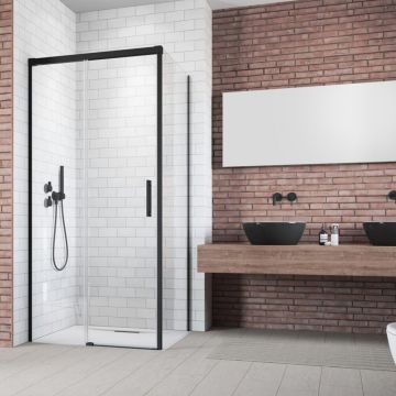 Perete lateral dreapta Radaway Idea KDJ 80 cm negru-transparent sticla 6 mm