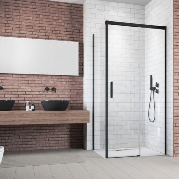 Perete lateral stanga Radaway Idea KDJ 100 cm negru-transparent sticla 6 mm