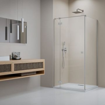 Usa de nisa batanta Radaway Essenza KDJ 100 cm sticla 6 mm finisaj nichel periat-transparent deschidere stanga