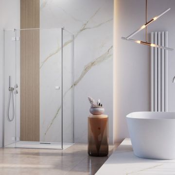 Usa de nisa batanta Radaway Essenza KDJ 110 cm sticla 6 mm finisaj crom-transparent deschidere stanga