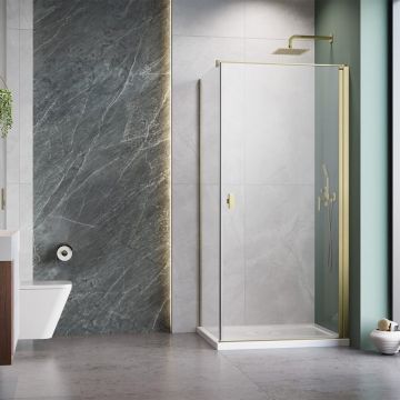 Usa de nisa batanta Radaway Nes KDJ I 90 cm sticla 6 mm auriu periat-transparent deschidere dreapta
