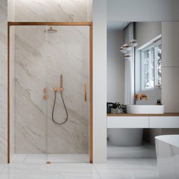 Usa de nisa culisanta Radaway Idea DWJ 130 cm sticla 6 mm finisaj cupru periat-transparent deschidere dreapta
